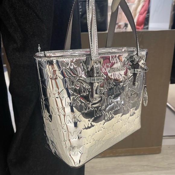 MICHAEL KORS Jet Set Extra-Small Patent Logo Debossed Convertible TZ Tote
Silver - Picture 5 of 16